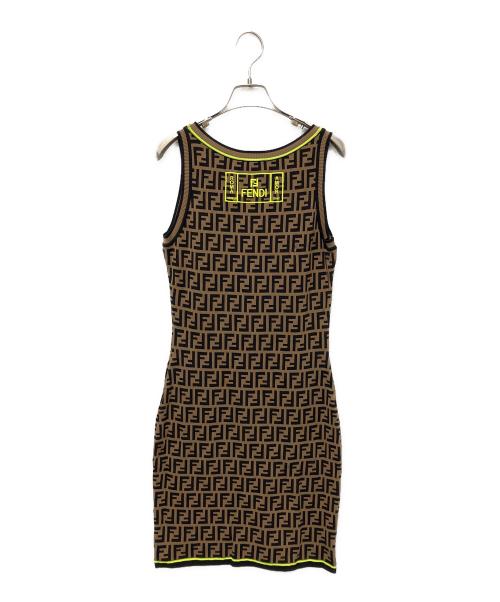 FENDI（フェンディ）FENDI (フェンディ) ノースリーブズッカ柄ワンピース ブラウン サイズ:42の古着・服飾アイテム