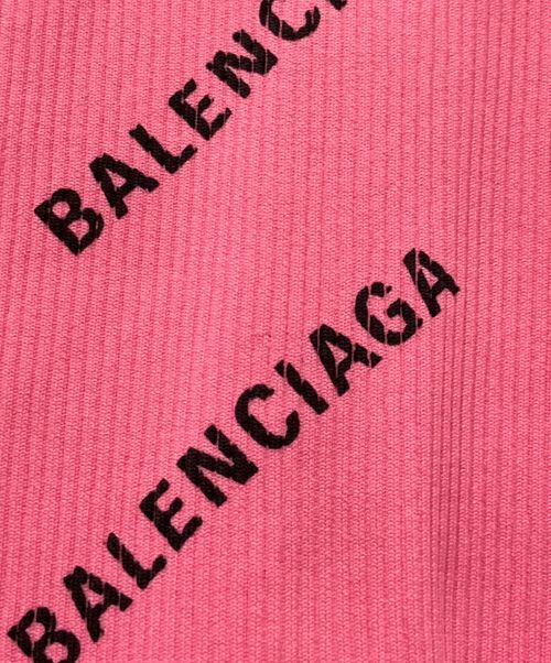BALENCIAGA（バレンシアガ）BALENCIAGA (バレンシアガ) オールオーバオロゴリブニット ショッキングピンク サイズ:XSの古着・服飾アイテム