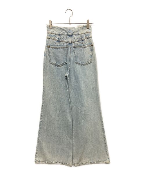 CHANEL（シャネル）CHANEL (シャネル) バックCOCOマークフレアワイドデニムパンツ スカイブルー サイズ:SIZE 34の古着・服飾アイテム