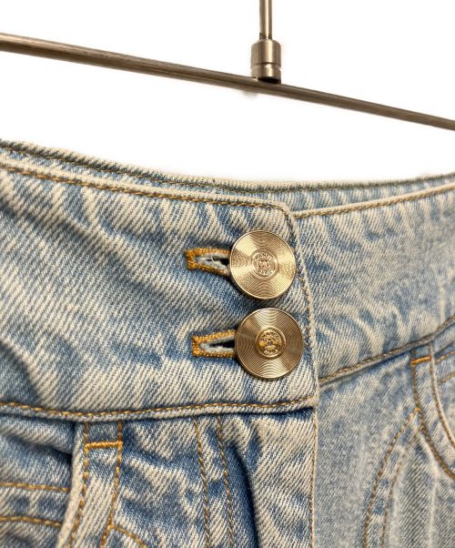 CHANEL（シャネル）CHANEL (シャネル) バックCOCOマークフレアワイドデニムパンツ スカイブルー サイズ:SIZE 34の古着・服飾アイテム