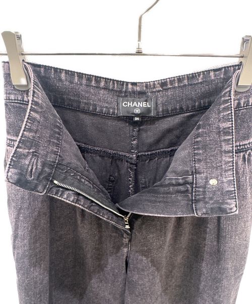 CHANEL（シャネル）CHANEL (シャネル) ワイドデニムパンツ ブラック サイズ:34の古着・服飾アイテム