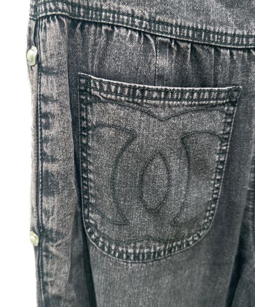 CHANEL（シャネル）CHANEL (シャネル) ワイドデニムパンツ ブラック サイズ:34の古着・服飾アイテム