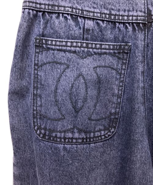 CHANEL（シャネル）CHANEL (シャネル) パールワイドバギーデニムパンツ パープル サイズ:SIZE 34の古着・服飾アイテム