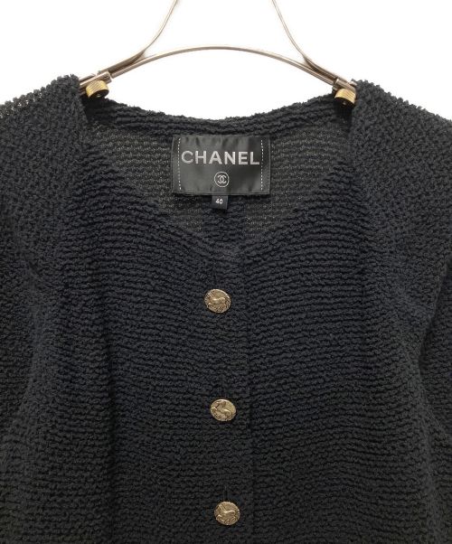 CHANEL（シャネル）CHANEL (シャネル) ホースボタンニットカーディガン ブラック サイズ:40の古着・服飾アイテム