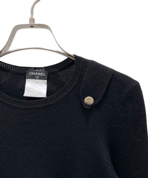 CHANEL（シャネル）CHANEL (シャネル) ココボタンカシミヤシルクニット ブラック サイズ:40の古着・服飾アイテム