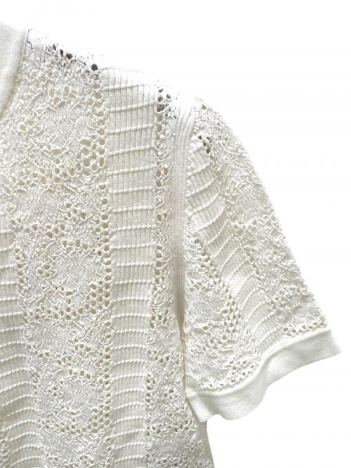 CHANEL（シャネル）CHANEL (シャネル) ココボタンレースニット ホワイト サイズ:34の古着・服飾アイテム
