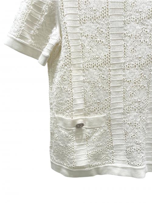 CHANEL（シャネル）CHANEL (シャネル) ココボタンレースニット ホワイト サイズ:34の古着・服飾アイテム
