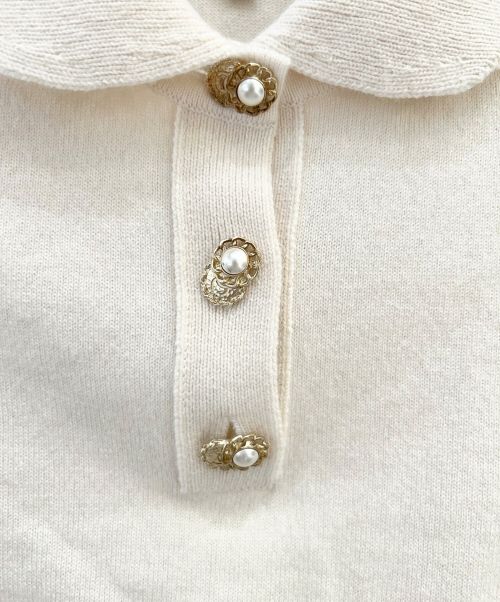 CHANEL（シャネル）CHANEL (シャネル) ニットポロシャツ ホワイト サイズ:36の古着・服飾アイテム