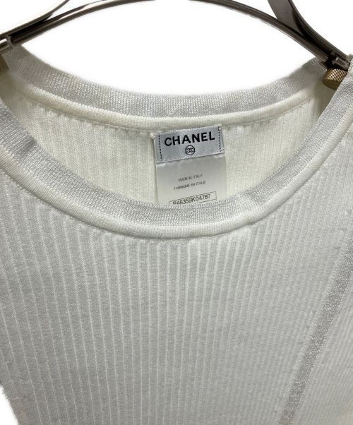 CHANEL（シャネル）CHANEL (シャネル) リブノースリーブニット ホワイト サイズ:42の古着・服飾アイテム