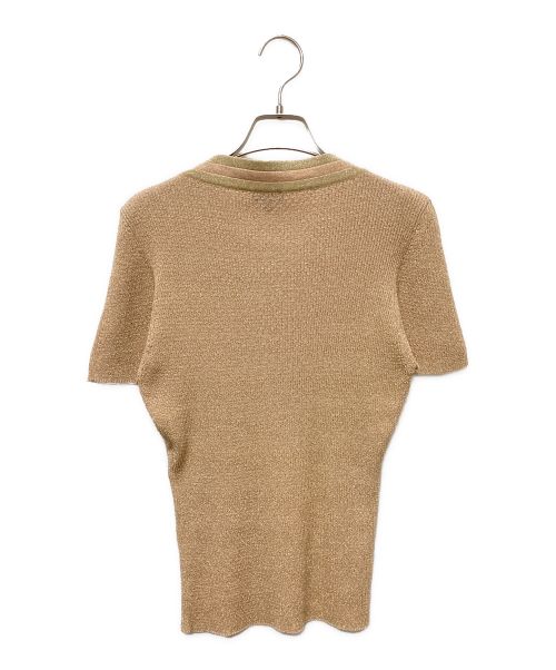 CHANEL（シャネル）CHANEL (シャネル) ラメ加工 半袖ニットカットソー ベージュ サイズ:38の古着・服飾アイテム