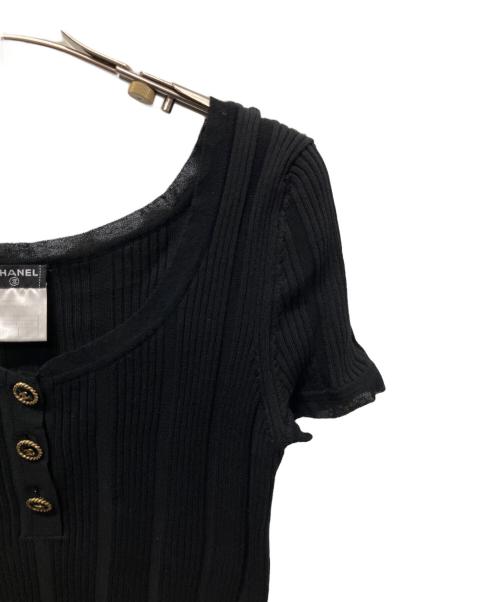 CHANEL（シャネル）CHANEL (シャネル) cocoボタン リブニット ブラック サイズ:42の古着・服飾アイテム