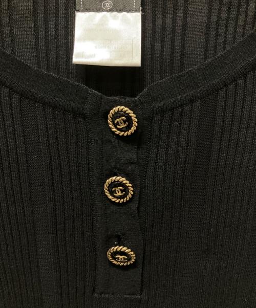 CHANEL（シャネル）CHANEL (シャネル) cocoボタン リブニット ブラック サイズ:42の古着・服飾アイテム