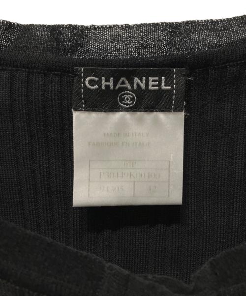 CHANEL（シャネル）CHANEL (シャネル) cocoボタン リブニット ブラック サイズ:42の古着・服飾アイテム