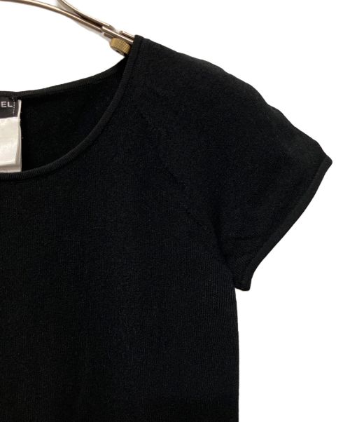 CHANEL（シャネル）CHANEL (シャネル) カメリア半袖ニット ブラック サイズ:38の古着・服飾アイテム