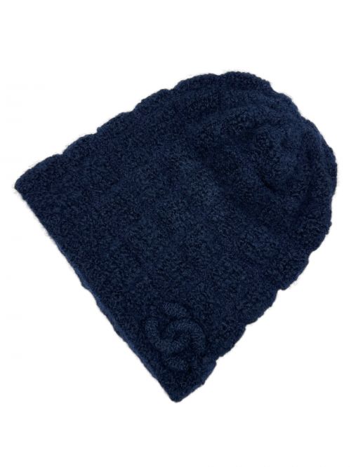 CHANEL（シャネル）CHANEL (シャネル) カシミヤ×シルク ココマークニット帽 ネイビーの古着・服飾アイテム
