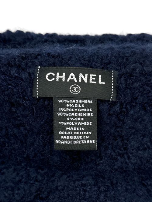 CHANEL（シャネル）CHANEL (シャネル) カシミヤ×シルク ココマークニット帽 ネイビーの古着・服飾アイテム