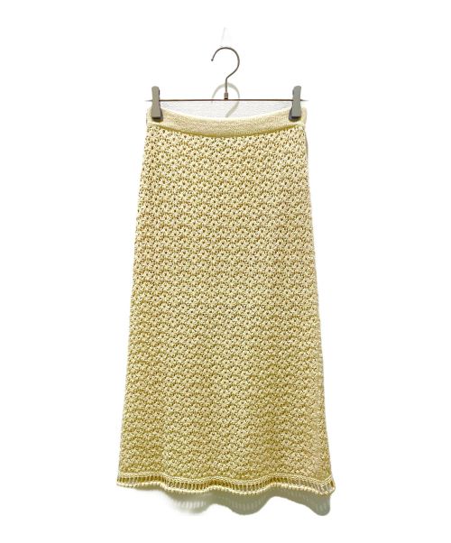 CHANEL（シャネル）CHANEL (シャネル) カメリアボタンニットスカート アイボリー サイズ:34の古着・服飾アイテム