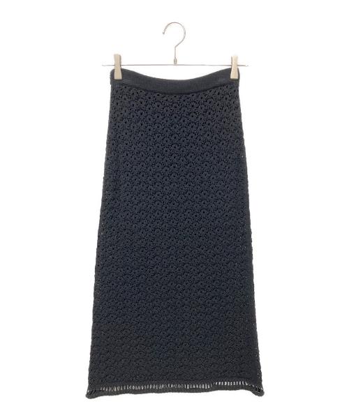 CHANEL（シャネル）CHANEL (シャネル) カメリアボタンニットスカート ブラック サイズ:SIZE 34の古着・服飾アイテム