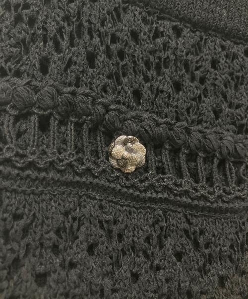 CHANEL（シャネル）CHANEL (シャネル) カメリアボタンニットスカート ブラック サイズ:SIZE 34の古着・服飾アイテム