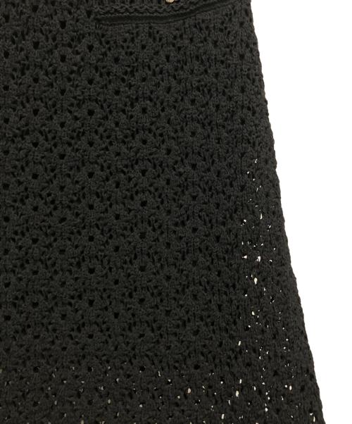 CHANEL（シャネル）CHANEL (シャネル) カメリアボタンニットスカート ブラック サイズ:SIZE 34の古着・服飾アイテム