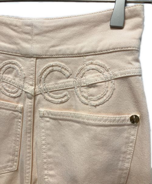 CHANEL（シャネル）CHANEL (シャネル) ポケットココマークワイドフレアデニムパンツ ライトピンク サイズ:34の古着・服飾アイテム