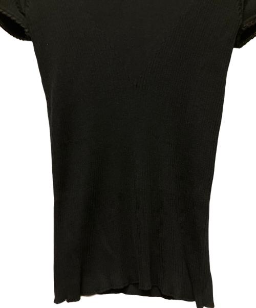 CHANEL（シャネル）CHANEL (シャネル) フロントCOCOマーク半袖ニット ブラック サイズ:38の古着・服飾アイテム