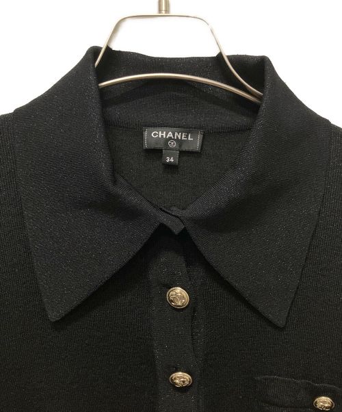 CHANEL（シャネル）CHANEL (シャネル) ココマークニットポロシャツ ブラック サイズ:34の古着・服飾アイテム