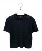 CHANELシャネル）の古着「20SS ココボタンレースニット」｜ブラック