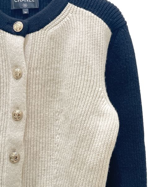 CHANEL（シャネル）CHANEL (シャネル) ココボタン ニット ジャケット ホワイト×ブラック サイズ:36の古着・服飾アイテム
