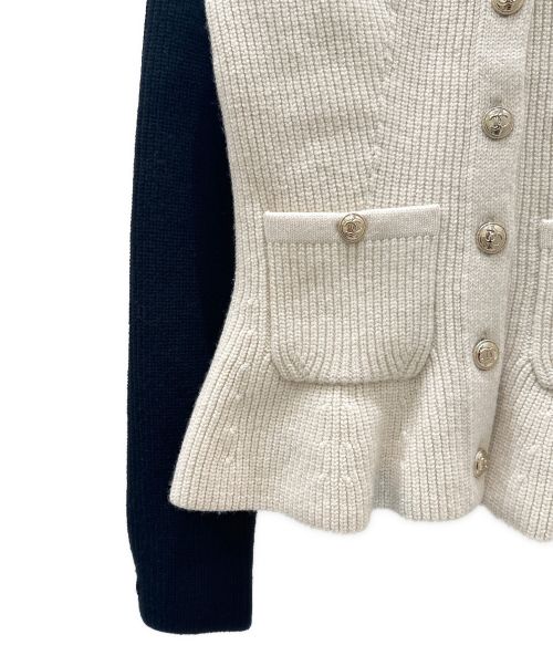 CHANEL（シャネル）CHANEL (シャネル) ココボタン ニット ジャケット ホワイト×ブラック サイズ:36の古着・服飾アイテム