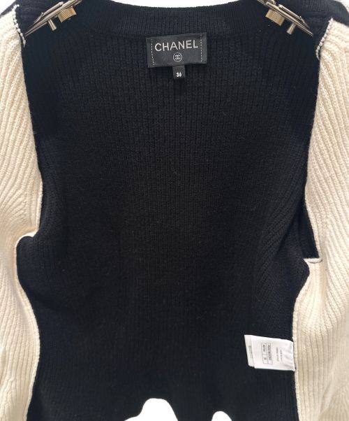 CHANEL（シャネル）CHANEL (シャネル) ココボタン ニット ジャケット ホワイト×ブラック サイズ:36の古着・服飾アイテム