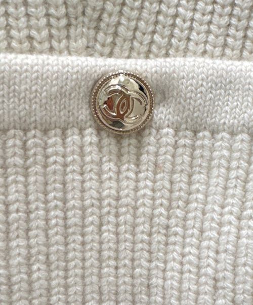 CHANEL（シャネル）CHANEL (シャネル) ココボタン ニット ジャケット ホワイト×ブラック サイズ:36の古着・服飾アイテム
