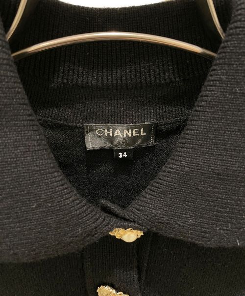 CHANEL（シャネル）CHANEL (シャネル) ココパールボタンポロシャツ ブラック サイズ:34の古着・服飾アイテム