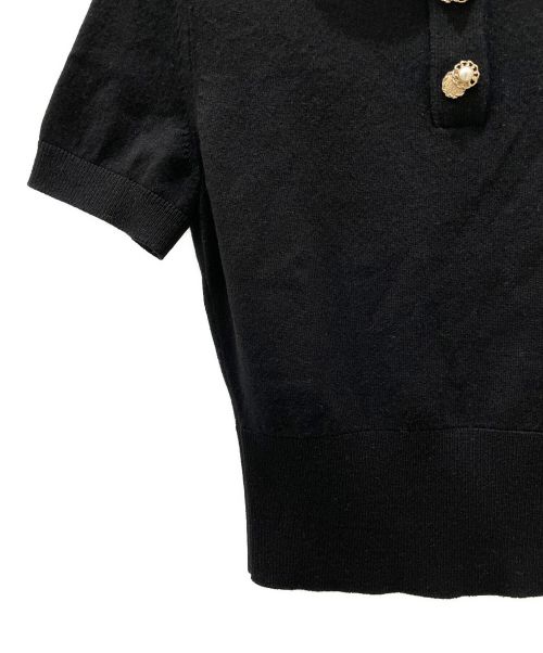 CHANEL（シャネル）CHANEL (シャネル) ココパールボタンポロシャツ ブラック サイズ:34の古着・服飾アイテム