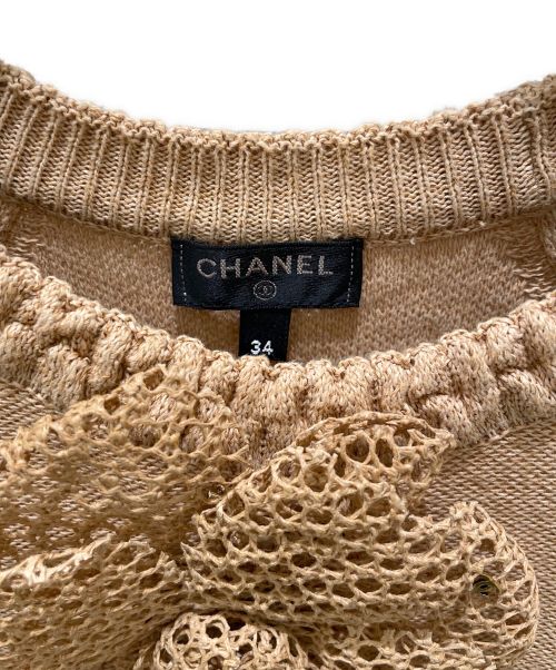 CHANEL（シャネル）CHANEL (シャネル) カメリアブローチニット ベージュ サイズ:34の古着・服飾アイテム