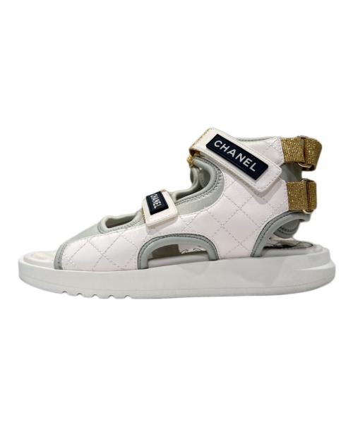 CHANEL（シャネル）CHANEL (シャネル) マトラッセ ココマークスポーツサンダル ホワイト サイズ: 38Cの古着・服飾アイテム