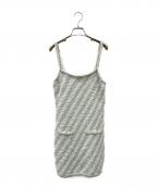 CHANELシャネル）の古着「ツイードキャミワンピース」｜ターコイズ×ホワイト