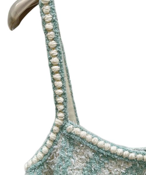 CHANEL（シャネル）CHANEL (シャネル) ツイードキャミワンピース ターコイズ×ホワイト サイズ:38の古着・服飾アイテム