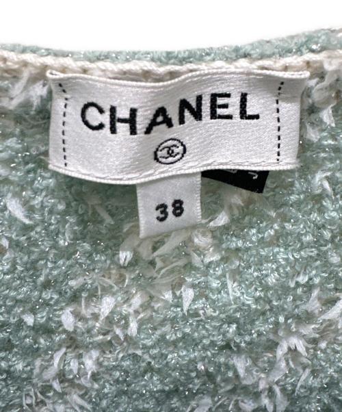 CHANEL（シャネル）CHANEL (シャネル) ツイードキャミワンピース ターコイズ×ホワイト サイズ:38の古着・服飾アイテム