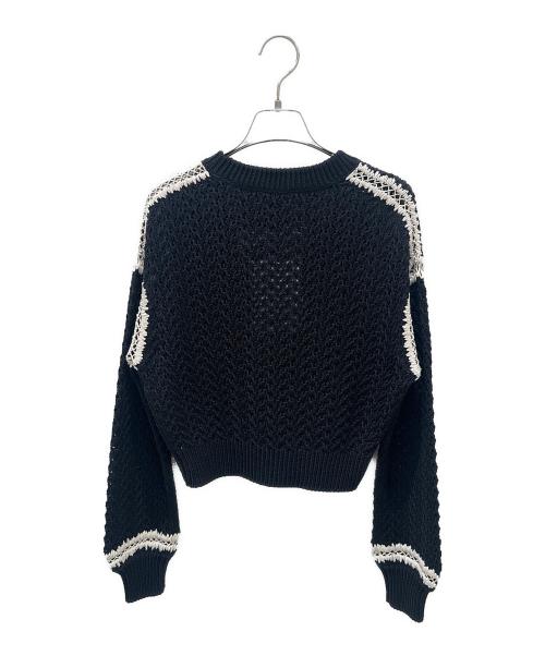 CHANEL（シャネル）CHANEL (シャネル) ココマークローゲージニット ブラック×ホワイト サイズ:36の古着・服飾アイテム