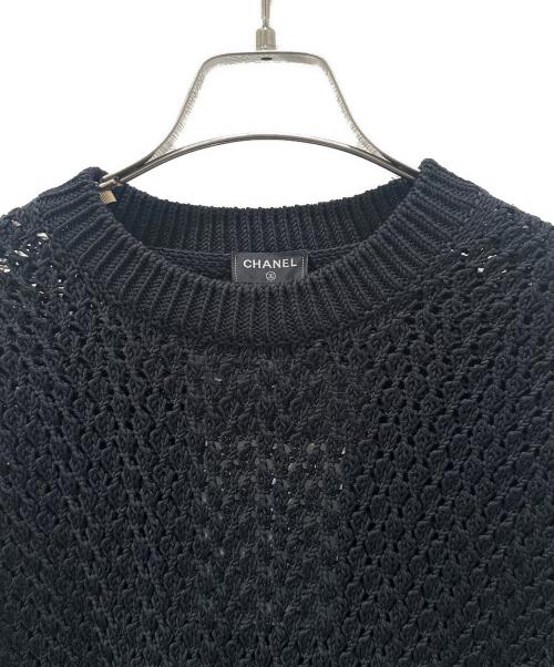 CHANEL（シャネル）CHANEL (シャネル) ココマークローゲージニット ブラック×ホワイト サイズ:36の古着・服飾アイテム
