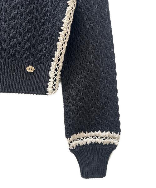 CHANEL（シャネル）CHANEL (シャネル) ココマークローゲージニット ブラック×ホワイト サイズ:36の古着・服飾アイテム