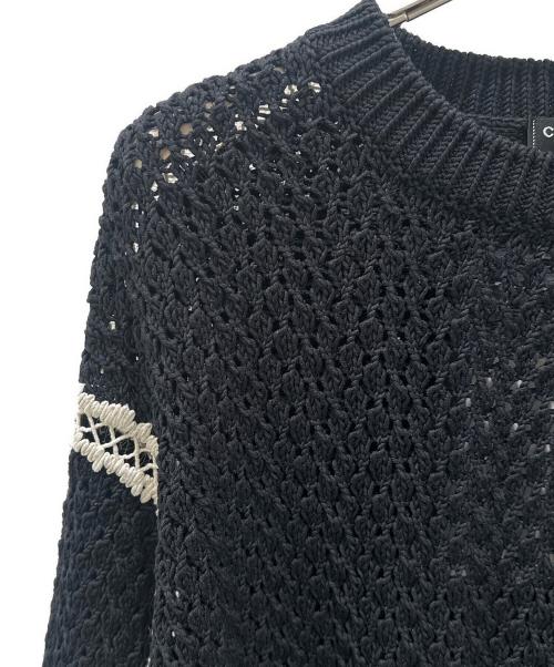 CHANEL（シャネル）CHANEL (シャネル) ココマークローゲージニット ブラック×ホワイト サイズ:36の古着・服飾アイテム