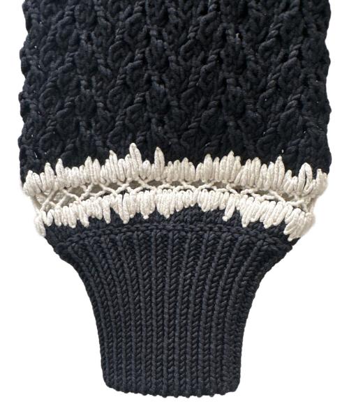 CHANEL（シャネル）CHANEL (シャネル) ココマークローゲージニット ブラック×ホワイト サイズ:36の古着・服飾アイテム