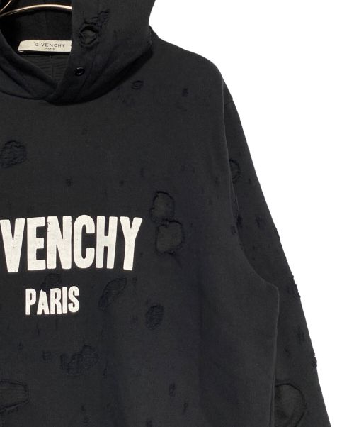 GIVENCHY（ジバンシィ）GIVENCHY (ジバンシィ) デストロイロゴパーカー ブラック サイズ:Sの古着・服飾アイテム