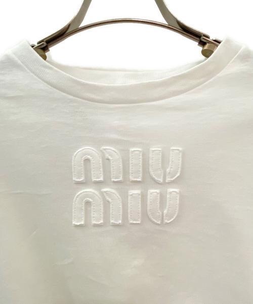 MIU MIU（ミュウミュウ）MIU MIU (ミュウミュウ) エンブロイダリーコットンジャージーTシャツ ホワイト サイズ:XSの古着・服飾アイテム