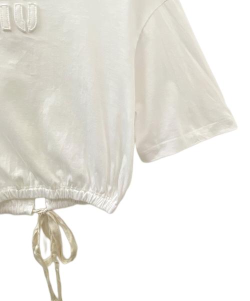 MIU MIU（ミュウミュウ）MIU MIU (ミュウミュウ) エンブロイダリーコットンジャージーTシャツ ホワイト サイズ:XSの古着・服飾アイテム