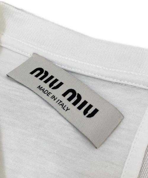 MIU MIU（ミュウミュウ）MIU MIU (ミュウミュウ) エンブロイダリーコットンジャージーTシャツ ホワイト サイズ:XSの古着・服飾アイテム