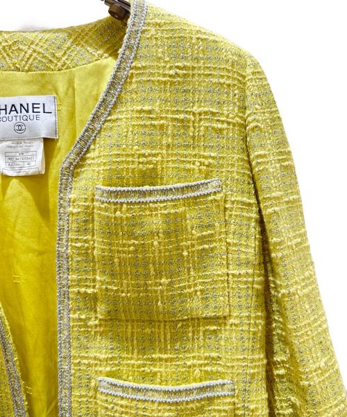 CHANEL（シャネル）CHANEL (シャネル) ツイードジャケット イエロー サイズ:40の古着・服飾アイテム