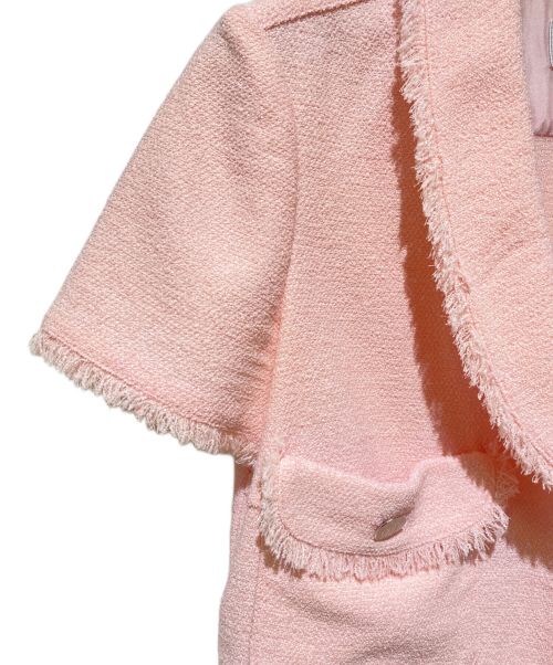 CHANEL（シャネル）CHANEL (シャネル) ツイード半袖ジャケット ピンク サイズ:38の古着・服飾アイテム